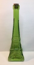 Vintage Large Paris Eiffel Tower Green Glass Bottle Jar w/Cork  Stopper ... - $23.00