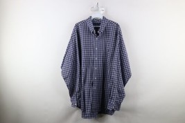 Vtg 90s Ralph Lauren Mens XL Faded Blake Collared Button Down Shirt Blue Plaid - £34.40 GBP