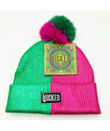 Wicked Beanie Two-Tone Metallic Green &amp; Pink One Size New With Tags Pom-... - $13.75