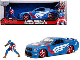 2006 Ford Mustang GT w Captain America Diecast Figurine Avengers Marvel Series 1 - £39.90 GBP
