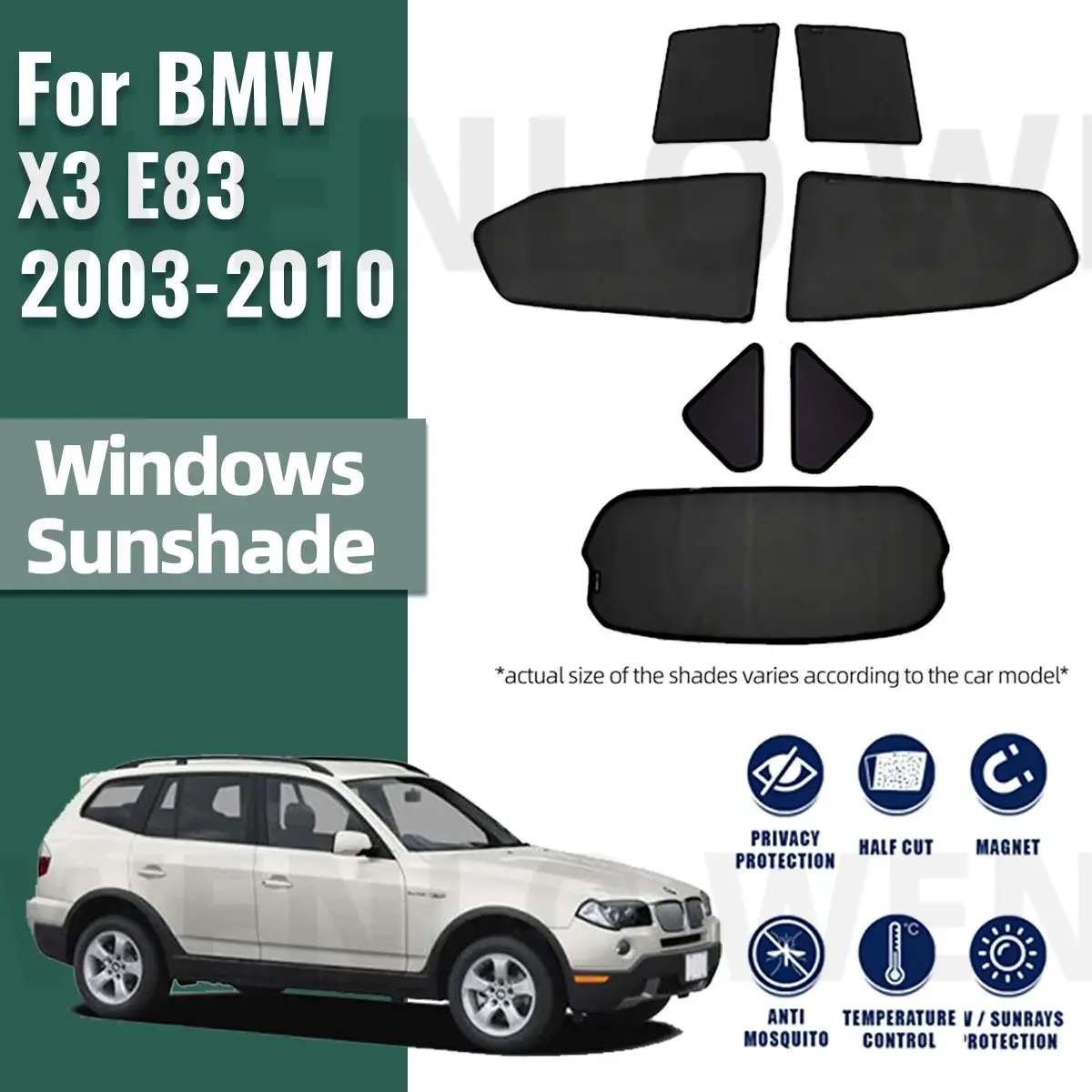 For BMW X3 E83 2003-2010 Side Window Sun Shade Visor Car Sunshade Front Rear - $38.03+