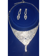 White Statement Wedding Necklace Earring Jewelry Set - £63.00 GBP