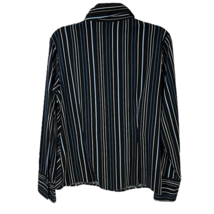 Apt. 9 Button Front Shirt Women&#39;s M Multicolor Black Striped Long Sleeve Stretch - £14.98 GBP