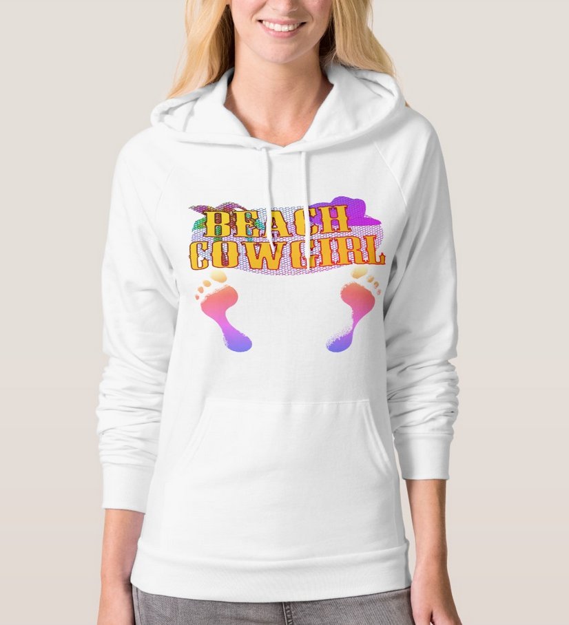 Beach Cowgirl Sandy Footprints Bright Colors - White - Women's