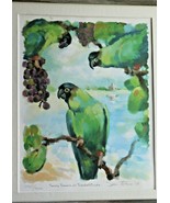 Watercolor Green Parakeets Birds &quot;Tasty Treats at TradeWinds&quot; LIM ED Signed - €63,35 EUR