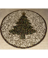 Nicole Miller Round Beaded 15&quot; Christmas Tree Green Gold Charger Placema... - £23.56 GBP