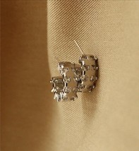 Crystal Rim Bold Curve Stud Earrings - Silver, Contemporary, Chic, Unique, Shiny - £29.91 GBP
