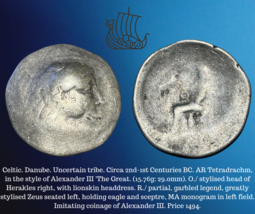 2nd-1st Centuries BC Celtic AR Tetradrachm Alexander III The Great 15.76g Coin - £118.43 GBP