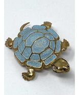 Vintage Goldtone Turtle Brooch with Turquoise Colored Shell - $225.23 MXN