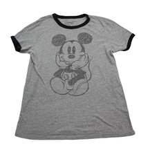 Disney Shirt Womens M Gray Crew Neck Short Sleeve Mickey Mouse Casual Tee - £14.42 GBP