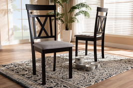 Milagra Gray Fabric Espresso Brown Finished Dining Chair Set of 2 - $2,534.08 MXN