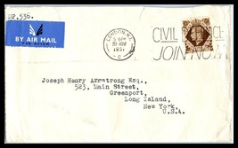 1951 GREAT BRITAIN Air Mail Cover -London to Greenport, Long Island, New York N1 - £2.33 GBP