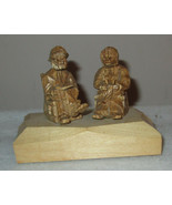 QUEBEC CANADA HAND CARVED OLD COUPLE SCULPTURE FIGURES SIGNED D. DAIGLE - £35.14 GBP