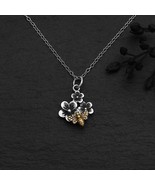 Sterling Silver Cherry Blossom Necklace with Bronze Bee - $52.56