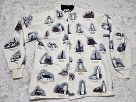 Vintage Art Unlimited Sportswear Lighthouses Button Up L Cardigan Sweate... - €15,11 EUR