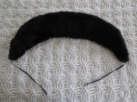 Black Lined Faux Fur Collar w/Ribbon Ties - 24&quot; X 6&quot; Wide - £4.71 GBP
