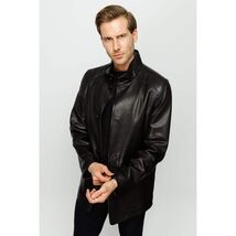 Vinci The Barclay Black Leather Men Jacket image 2