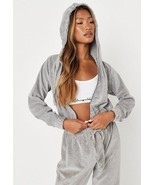 MISSGUIDED Grey Velour Lounge Cropped Hoodie   UK 10  US 6   EUR 38  (MS... - £23.59 GBP