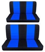 Fits 1965 Chevy Belair 4 Door sedan Front and Rear bench seat covers black blue - $130.54