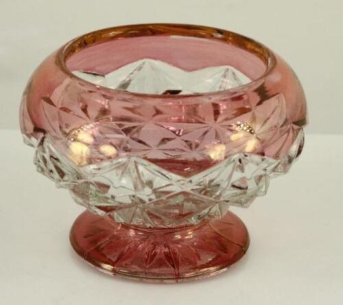Primary image for Vintage No 12 Cranberry Flashed Trim RAINBOW ART Pattern Glass Footed Compote