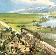 Railroad Across Continent Train 1955 Currier &amp; Ives Color Plate Print DW... - £31.96 GBP