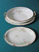 Antique Theodore Haviland Limoges Wanamaker&#39;s Server Trays Bowl Floral 3 Pcs * - £114.74 GBP