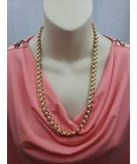 Napier Marked Necklace Gold Tone Linked Faux Pearl Centered In Each Link... - £22.02 GBP