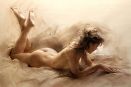 Decor Lying in bed beautiful woman Oil Painting Giclee Printed on Canvas - £7.58 GBP+