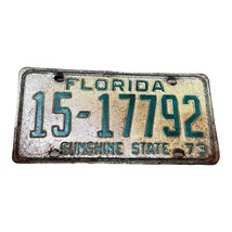 Vtg 1973 Florida Sunshine State License Plate 15 - 17792 White Green Man Cave - £26.00 GBP
