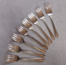 Oneida Community Madelon 1935 Salad Forks 8 Silverplated 6.5&quot; TudorPlate - £23.47 GBP