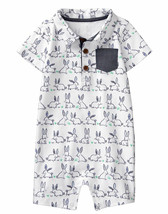 NWT Gymboree Baby Bunny Rabbit Print Easter Romper 1PC Baby Boy 0-3 months - £23.67 GBP