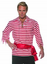 Mens Red White Striped Pirate Shirt First Mate Deck Hand CaptainHook Mr Smee XXL - £15.69 GBP