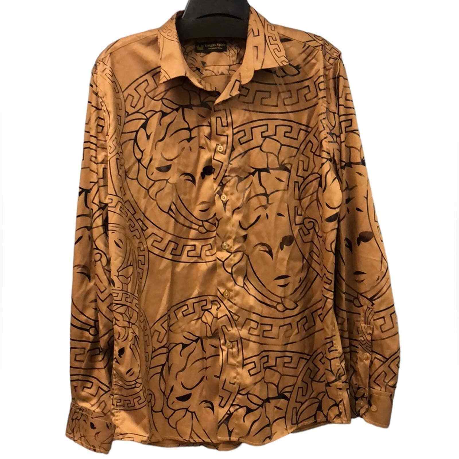Knight Spirit Shirt Men&#39;s XL Long Sleeve Collared Casual Club Dress Butt... - $24.13