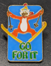 Vintage - GO FOR IT - Ski Jumping Clown Bear - Enamel Backpack Hat Lapel Pin - $19.79