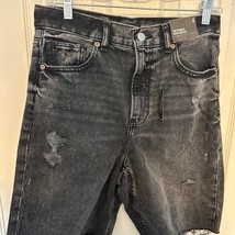 NWT Express &#39;90s Bermuda Super High Rise Distressed Denim Shorts - Size 4 - £9.81 GBP