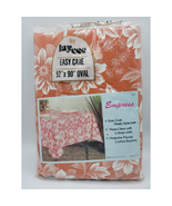 Vintage Retro Plastic Flannel Backed Tablecloth 52 x 90 Oval Red White F... - $11.30