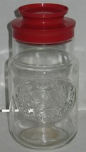 Vtg 1976 Anchor Hocking 1776 Flag Bicentennial Glass Storage Jar w/Red L... - $18.81