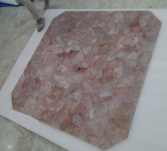 Square Rose Quartz Stone Coffee Center Table Crystal Gemstone Table Hallway Deco - £176.63 GBP+