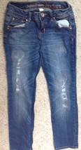 Justice Premium Blue Denim Jeans Girls Size 10R Simply Low Distressed 5 Pocket - £6.94 GBP