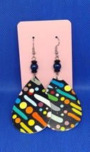 Multicolor Abstract Rain Graphic Teardrop Earrings - $2.97