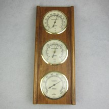 Vintage Weather Station Thermometer Barometer Humidity Springfield Wood &amp; Brass - £31.26 GBP