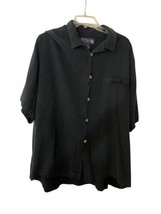 Nat Nast Luxury Original Black 80% Silk Collared Short Sleeve Shirt Top Size XL - $39.60