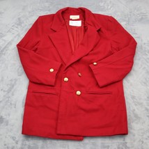 Casual Corner Co Blazer Womens L Red Wool Double Breasted Gold Buttons C... - £23.63 GBP
