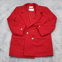 Casual Corner Co Blazer Womens L Red Wool Double Breasted Gold Buttons Collared - £23.69 GBP