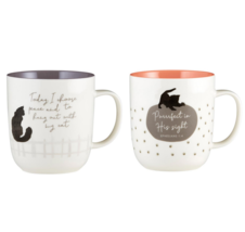 NEW Christian themed Cat Coffee Mugs 14 oz each Set of 2 - Gift Boxed Ca... - £23.94 GBP