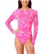 Hurley Womens Swimsuit Pink Floral Long Sleeves UPF 50+ Stretch Back Zip... - $63.13 CAD