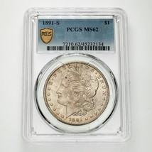 1891-S Silver Morgan Dollar Graded By PCGS As MS62 Gorgeous Coin - £196.04 GBP