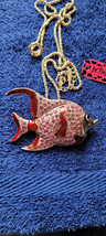 New Betsey Johnson Necklace Fish Red Pink Rhinestone Tropical Collectible Nice - £11.98 GBP