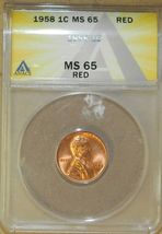 1958 P MS65 RD ANACS Lincoln Cent BU Unc Wheat Penny.   20230018 - £15.81 GBP