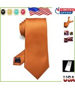 Elegantly Crafted Solid Orange Silk Tie - Comfortable &amp; Stylish Necktie - $25.23 CAD